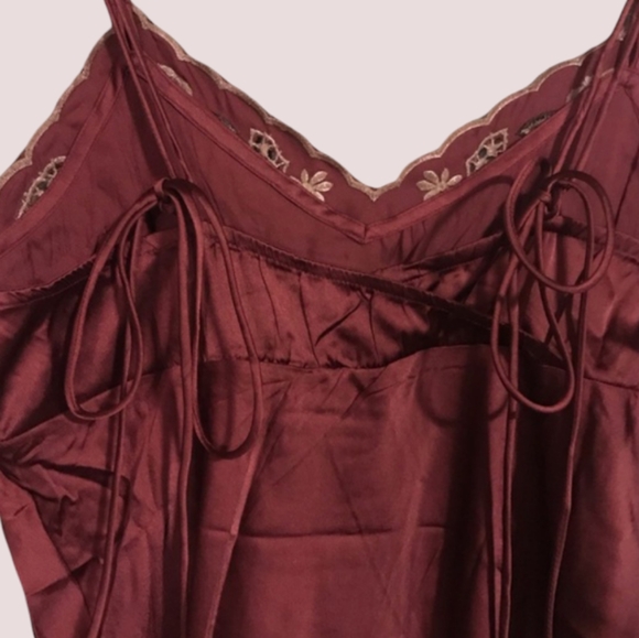 Free People Morning Kiss Embroidered Mini Slip Dress in Dark Red S - Picture 7 of 11